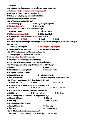 Đề cương ôn thi môn Khoa học Lớp 4 (Có đáp án)